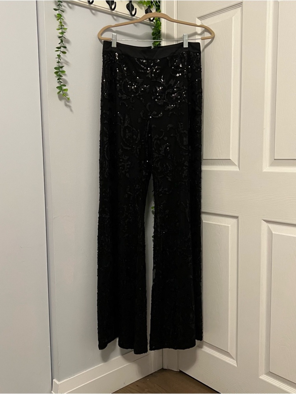 Alexis Black Sequin Wide-Leg Pants